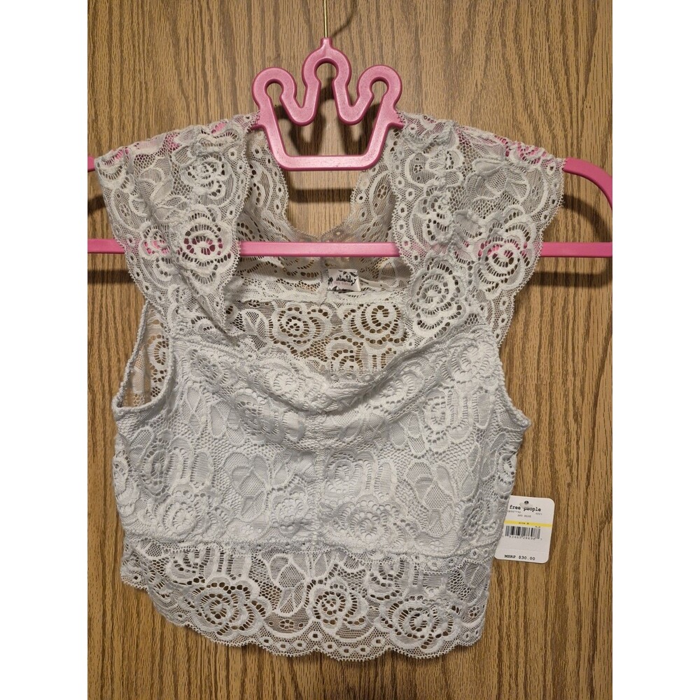 Free People Chase Me Lace Pullover Brami Crop Top,Size M